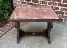 Load image into Gallery viewer, Antique French Coffee Table Bench Settee Marble Top Oak Renaissance Revival