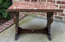 Load image into Gallery viewer, Antique French Coffee Table Bench Settee Marble Top Oak Renaissance Revival