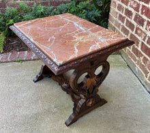 Load image into Gallery viewer, Antique French Coffee Table Bench Settee Marble Top Oak Renaissance Revival