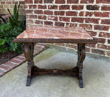 Load image into Gallery viewer, Antique French Coffee Table Bench Settee Marble Top Oak Renaissance Revival