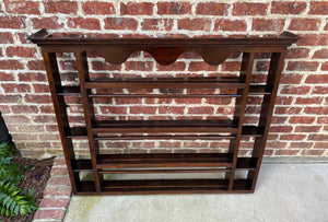 Antique English Plate Rack Wall Shelf LARGE Oak 19th C Dovetailed Sideboard 55"W