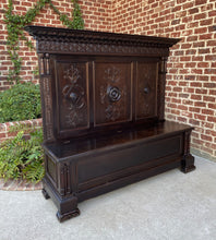 Load image into Gallery viewer, Antique Italian Bench Settee Entry Hall Foyer Renaissance Revival Oak 19th C