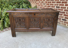 Load image into Gallery viewer, Antique English Blanket Box Chest Trunk Coffer Storage Chest Carved Oak 18th C