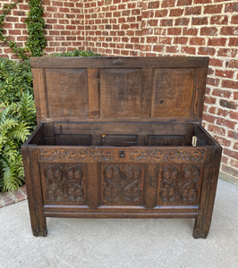 Antique English Blanket Box Chest Trunk Coffer Storage Chest Carved Oak 18th C