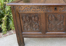 Load image into Gallery viewer, Antique English Blanket Box Chest Trunk Coffer Storage Chest Carved Oak 18th C