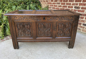 Antique English Blanket Box Chest Trunk Coffer Storage Chest Carved Oak 18th C