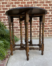 Load image into Gallery viewer, Antique English Table Drop Leaf Gate Leg Carved Top Oval PETITE Oak c. 1920s