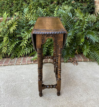 Load image into Gallery viewer, Antique English Table Drop Leaf Gate Leg Carved Top Oval PETITE Oak c. 1920s