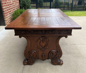 Antique French Dining Table Desk Conference Library Table Paw Feet Oak 19th C