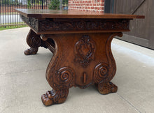 Load image into Gallery viewer, Antique French Dining Table Desk Conference Library Table Paw Feet Oak 19th C