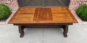 Antique French Dining Table Desk Conference Library Table Paw Feet Oak 19th C