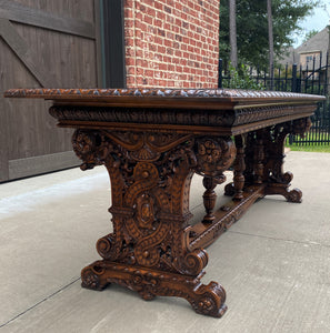 Antique French Dining Table Desk Library Conference Table Renaissance Walnut