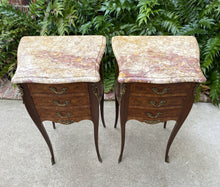 Load image into Gallery viewer, Antique French PAIR Side Cabinets Nightstands End Tables Marble Top Louis XV