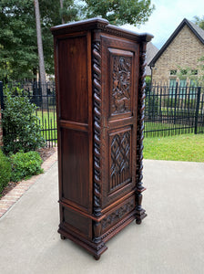 Antique French Cabinet Wardrobe Armoire Bonnetiere Oak Gothic BARLEY TWIST