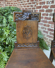 Load image into Gallery viewer, Antique English PAIR Chairs BARLEY TWIST Carved Shields GOTHIC Oak 19th C