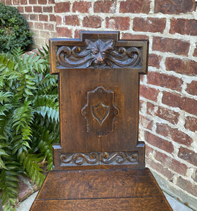 Antique English PAIR Chairs BARLEY TWIST Carved Shields GOTHIC Oak 19th C