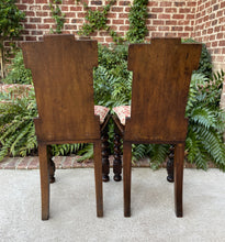 Load image into Gallery viewer, Antique English PAIR Chairs BARLEY TWIST Carved Shields GOTHIC Oak 19th C