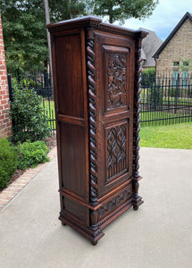 Antique French Cabinet Wardrobe Armoire Bonnetiere Oak Gothic BARLEY TWIST