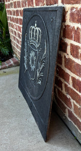 Antique French Cast Iron Fireback Fireplace Hearth Crown Armorial Coat of Arms