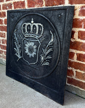 Load image into Gallery viewer, Antique French Cast Iron Fireback Fireplace Hearth Crown Armorial Coat of Arms