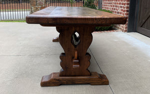 Antique French Farm Table Dining Conference Library Table Desk Farmhouse Oak 91"
