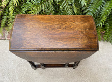 Load image into Gallery viewer, Antique English Table Drop Leaf Barley Twist Gateleg Tiger Oak Oval Nightstand