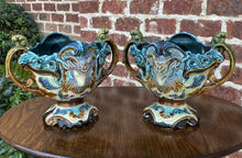 Load image into Gallery viewer, Antique French PAIR Majolica Cache Pots Planters Vases Flower Pots Jardinieres