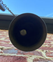 Load image into Gallery viewer, Antique English Hanging Brass Shop Bell Church Garden Dinner Bell Large 1920s