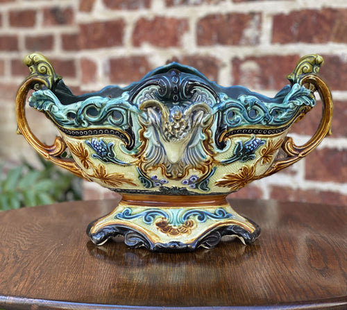 Antique French Majolica Cache Pot Planter Flower Pot Jardiniere Vase LARGE FS48