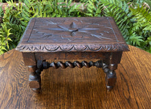 Load image into Gallery viewer, Antique English Kettle Stand Stool Footstool Bench Barley Twist Oak