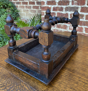 Antique English Kettle Stand Stool Footstool Bench Barley Twist Oak