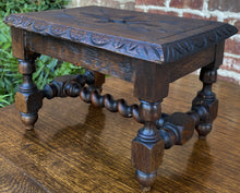 Load image into Gallery viewer, Antique English Kettle Stand Stool Footstool Bench Barley Twist Oak