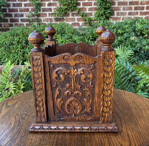 Antique English Planter Flower Box Plant Stand Square Highly Carved Oak c. 1900