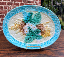 Load image into Gallery viewer, Antique French Majolica Set of 3 Plates Platter Floral Pastel Green Pink Blue