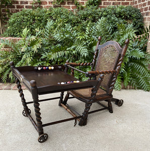 Antique English High Chair Child Caned Barley Twist Oak Maker's Tag Victorian