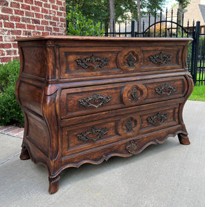 Antique French Chest of Drawers Commode Bombe Carved Walnut Louis XV 19th C