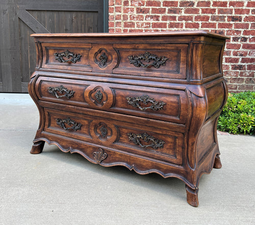 Antique French Chest of Drawers Commode Bombe Carved Walnut Louis XV 19th C