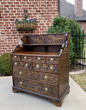 Load image into Gallery viewer, Antique English Chest of 7 Drawers Georgian Brass Lion Pulls CARVED Oak 18th C