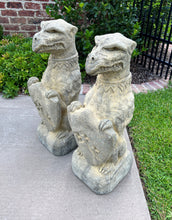 Load image into Gallery viewer, Vintage English Statues Garden Figures GARGOYLES Shield Cast Stone PAIR 28.5&quot;