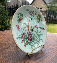 Load image into Gallery viewer, Antique Chinese Celadon Plate Hand Painted Canton Famille Rose Qing c. 1820 #3