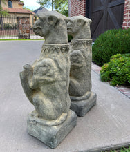 Load image into Gallery viewer, Vintage English Statues Garden Figures GARGOYLES Shield Cast Stone PAIR 28.5&quot;