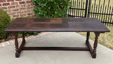 Load image into Gallery viewer, Antique English Coffee Table Farmhouse Rustic Oak Parquet Top Bench Window Seat