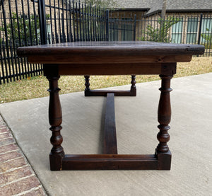 Antique English Coffee Table Farmhouse Rustic Oak Parquet Top Bench Window Seat