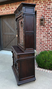 Antique French Bookcase Hunt Cabinet Display Buffet Black Forest Oak 19th C