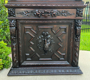 Antique French Bookcase HUNT Cabinet Display Buffet Oak Slim Profile 19th C