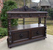 Load image into Gallery viewer, Antique English Oak Sideboard Buffet Server Cabinet GOTHIC Barley Twist Bookcase