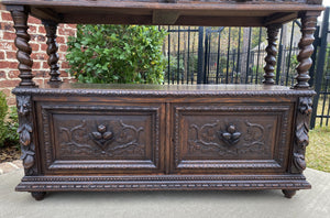 Antique English Oak Sideboard Buffet Server Cabinet GOTHIC Barley Twist Bookcase