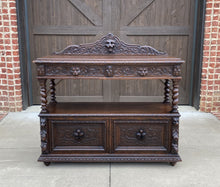 Load image into Gallery viewer, Antique English Oak Sideboard Buffet Server Cabinet GOTHIC Barley Twist Bookcase