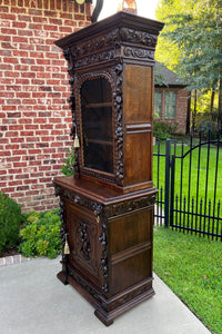 Antique French Bookcase HUNT Cabinet Display Buffet BLACK FOREST 19th C Petite