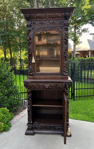 Antique French Bookcase HUNT Cabinet Display Buffet BLACK FOREST 19th C Petite